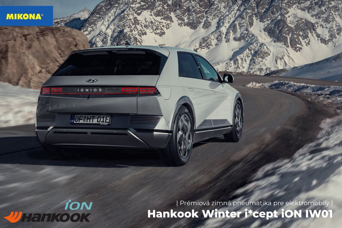 Zimná pneumatika Hankook Winter i*cept iON IW01 pri jazde na snehu s dôrazom na tichú a efektívnu jazdu pre elektromobily.